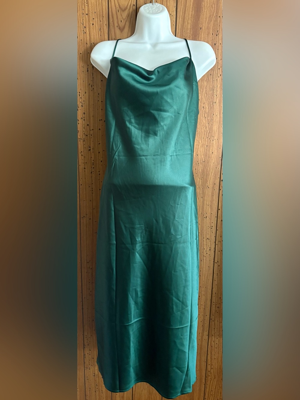 Petal & Pup green Satin Maxi Slip Dress